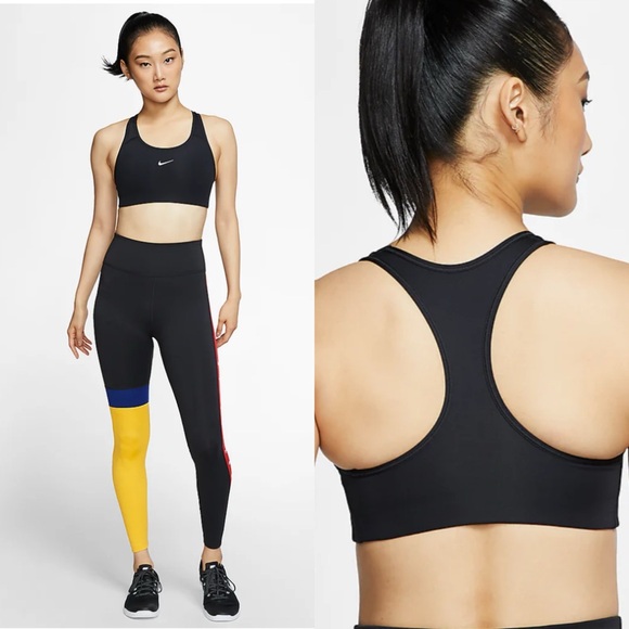 Nike Women's Dri-FIT Swoosh Medium Support 1 Piece Pad Sports Bra black Large - Picture 1 of 4